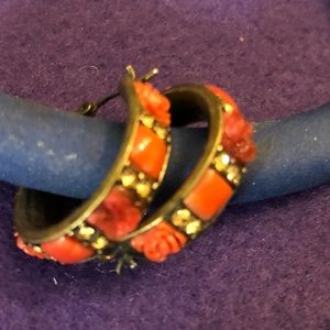 Vintage Coral Hoop Earrings